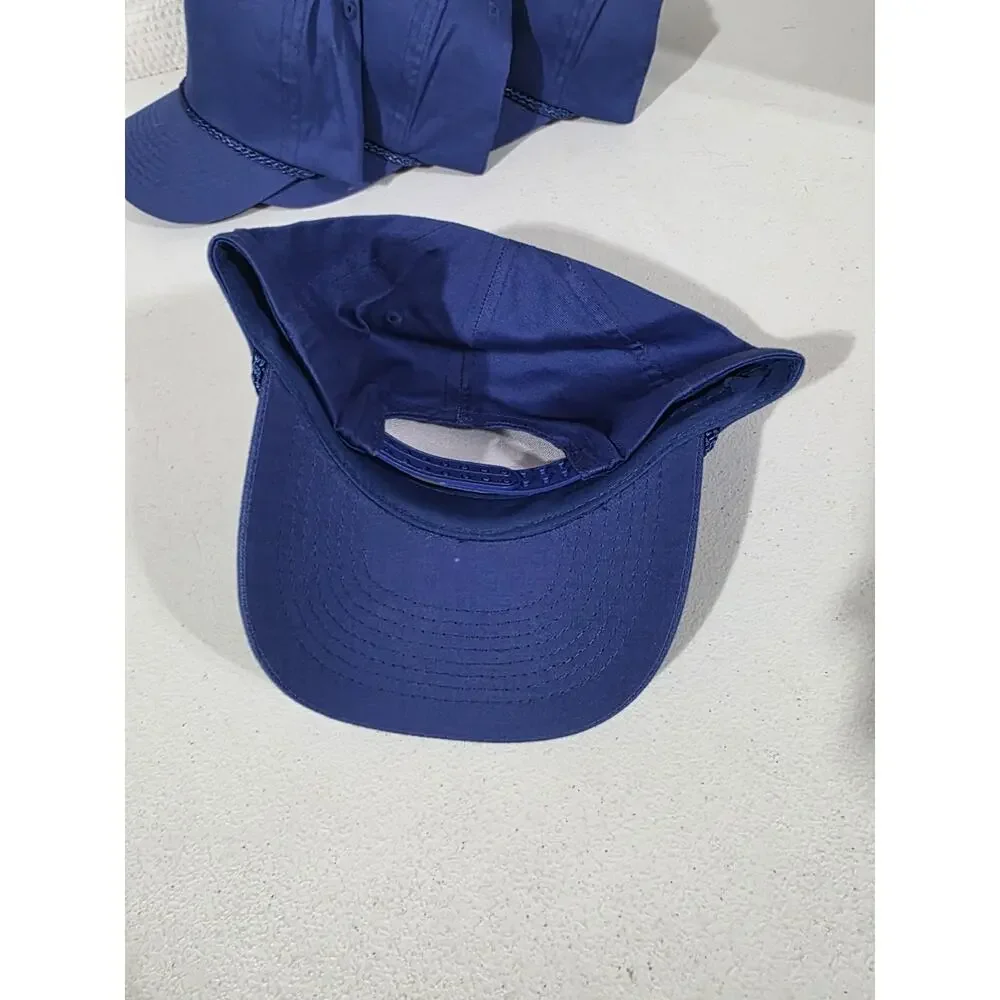 Lot of 4 Blue Blank Snapback Trucker Hats Rope Cap Plain Adjustable Vtg